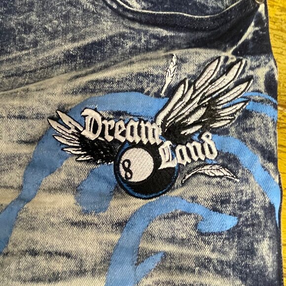 Dreamland Acid Wash Painted Jeans Sz 40x34 Patches Streetwear Bleached - Picture 4 of 7